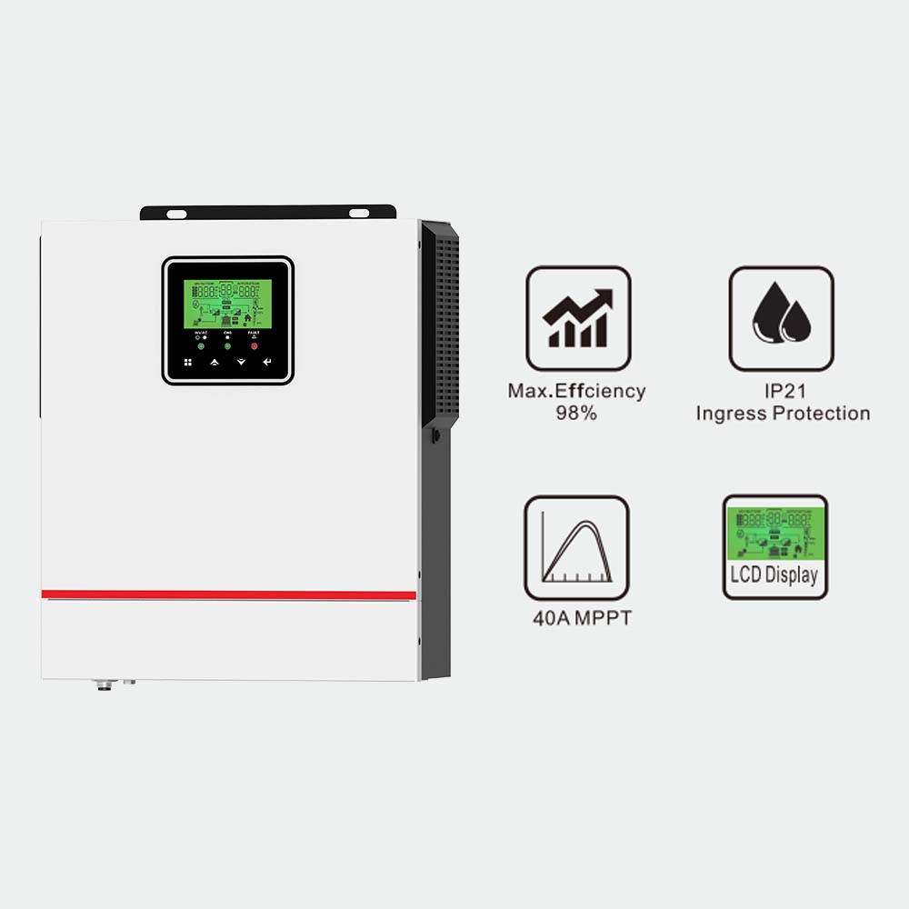 Inversor solar fora da grade, conversor DC para AC, 1,5 kw, 24 v, inversor de onda senoidal pura para sistema solar com carregador solar MPPT